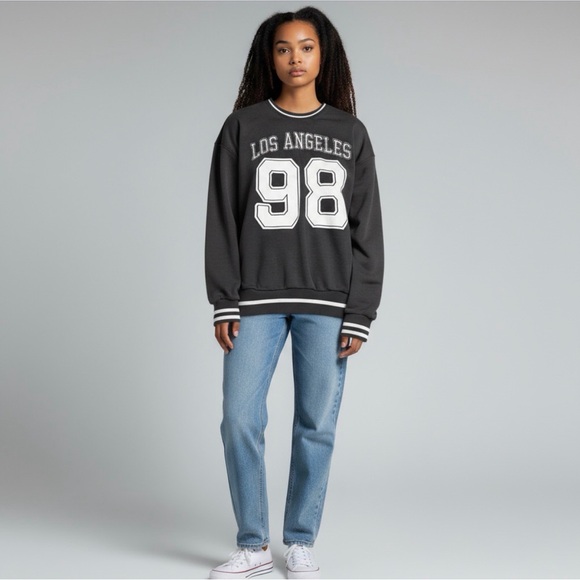 Los Angeles 98 Grey Crew Neck Sweater No comment brand size S long sleeve - Picture 3 of 8